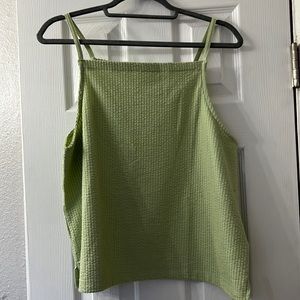Madewell mint green seersucker apron tank top size Medium